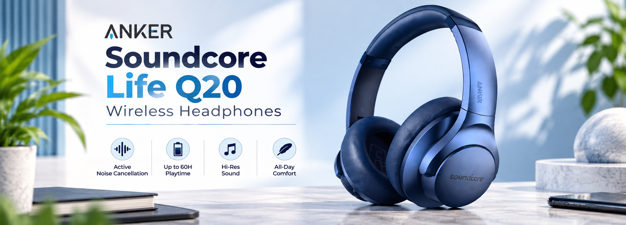 Anker Soundcore Life Q20 wireless over-ear headphones